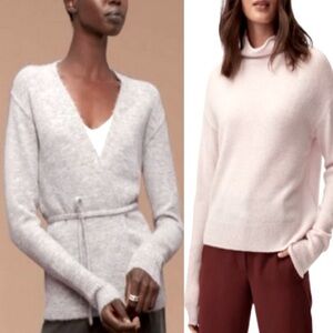 NWOT Wilfred 💯 Cashmere Mock  Neck Wrap Italian Yarn Sweaters Size XS/XXS